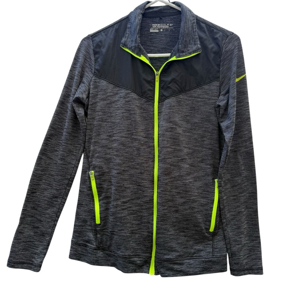 Nike‎ Full Zip Athletic Jacket Medium Gray Green Running Training